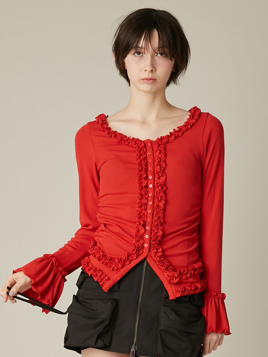 FURFUR「【WEB限定カラー】フリルカーディガン」|カーディガン|