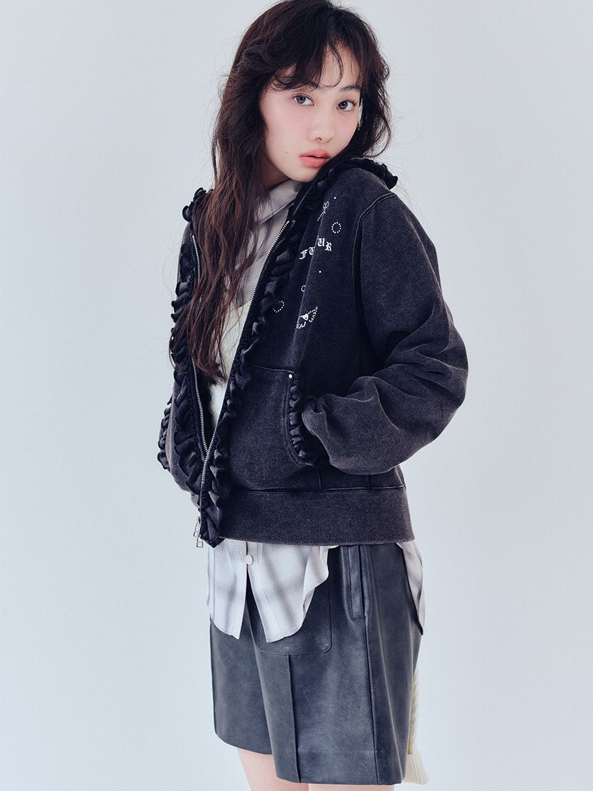 FURFUR「ハートモチーフフリルパーカー」|パーカー|