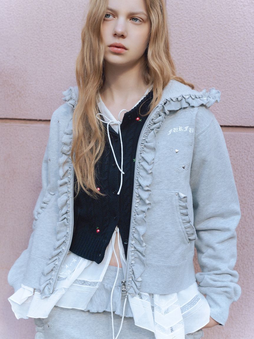 FURFUR「ハートモチーフフリルパーカー」|パーカー|