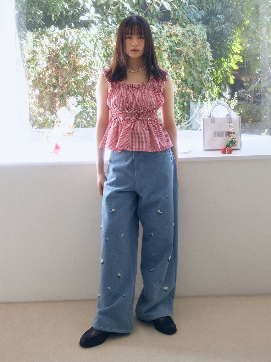 FURFUR「ビーズ刺繍デニムパンツ」|デニム|