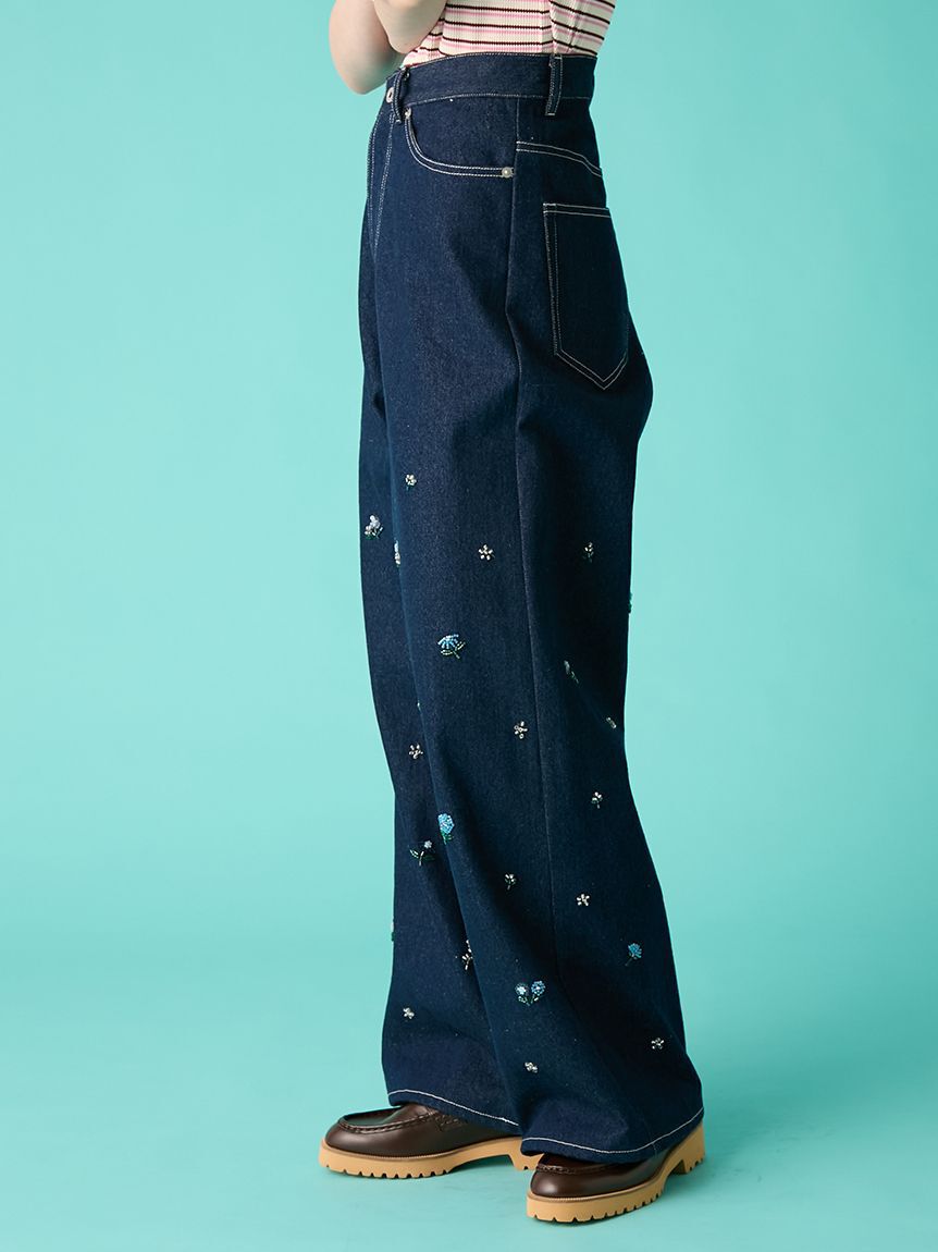 FURFUR「ビーズ刺繍デニムパンツ」|デニム|