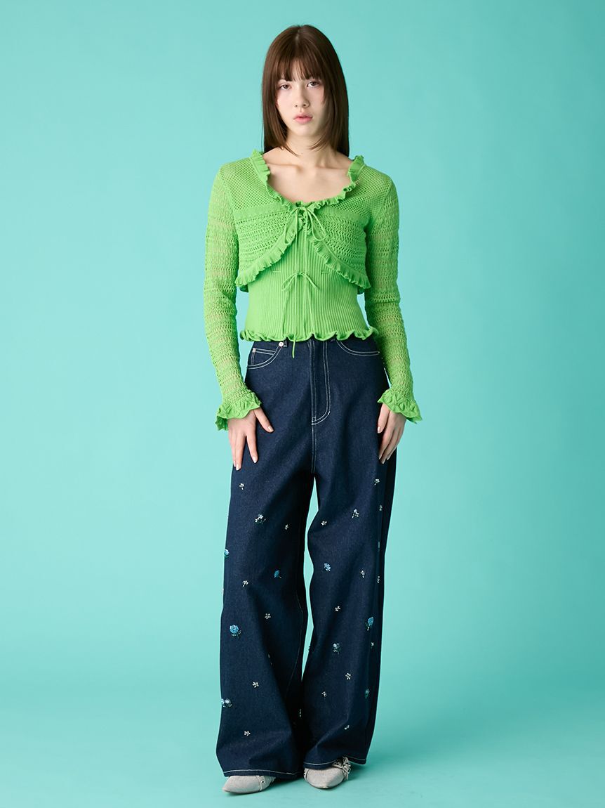 FURFUR「ビーズ刺繍デニムパンツ」|デニム|