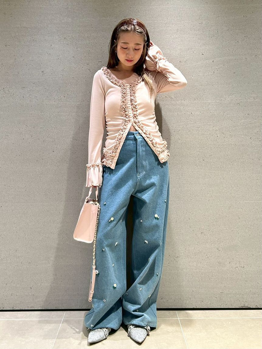 FURFUR「ビーズ刺繍デニムパンツ」|デニム|