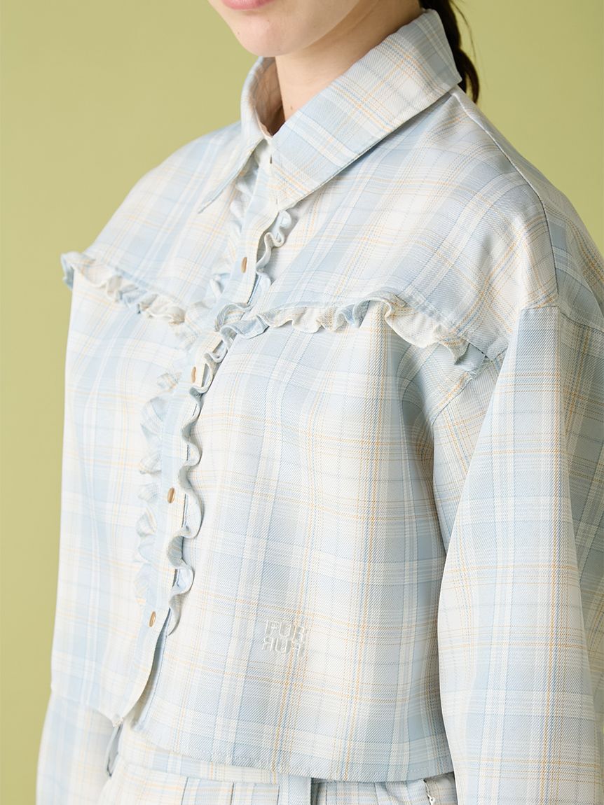 FURFUR「チェック柄クロップドフリルシャツ」|シャツ・ブラウス|