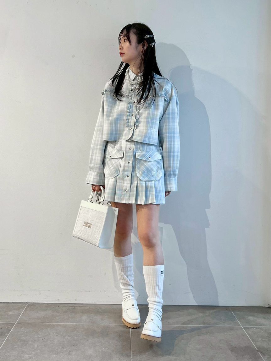 FURFUR「チェック柄クロップドフリルシャツ」|シャツ・ブラウス|