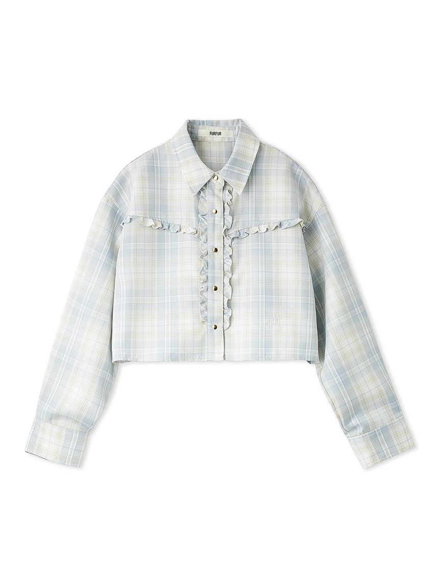 FURFUR「チェック柄クロップドフリルシャツ」|シャツ・ブラウス|