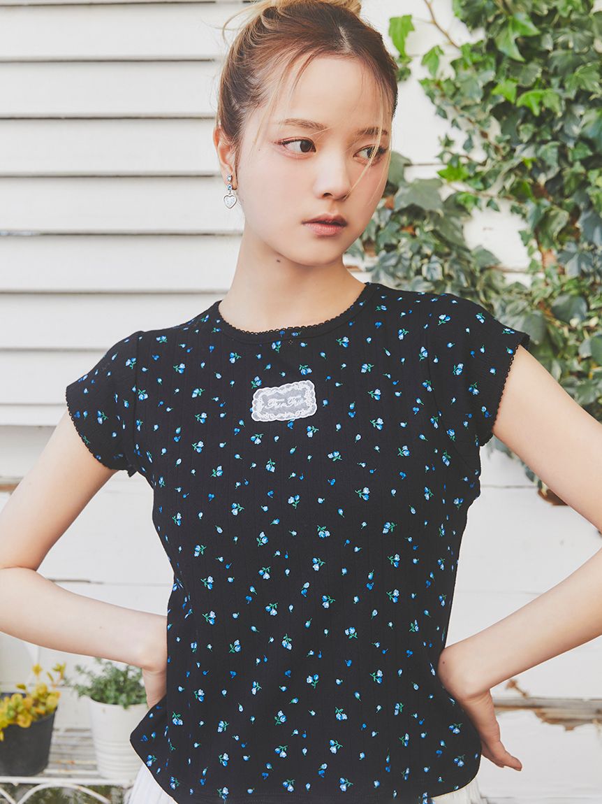 FURFUR「【WEB限定カラー】レースワッペンコンパクトTシャツ」|Tシャツ・カットソー|BLK