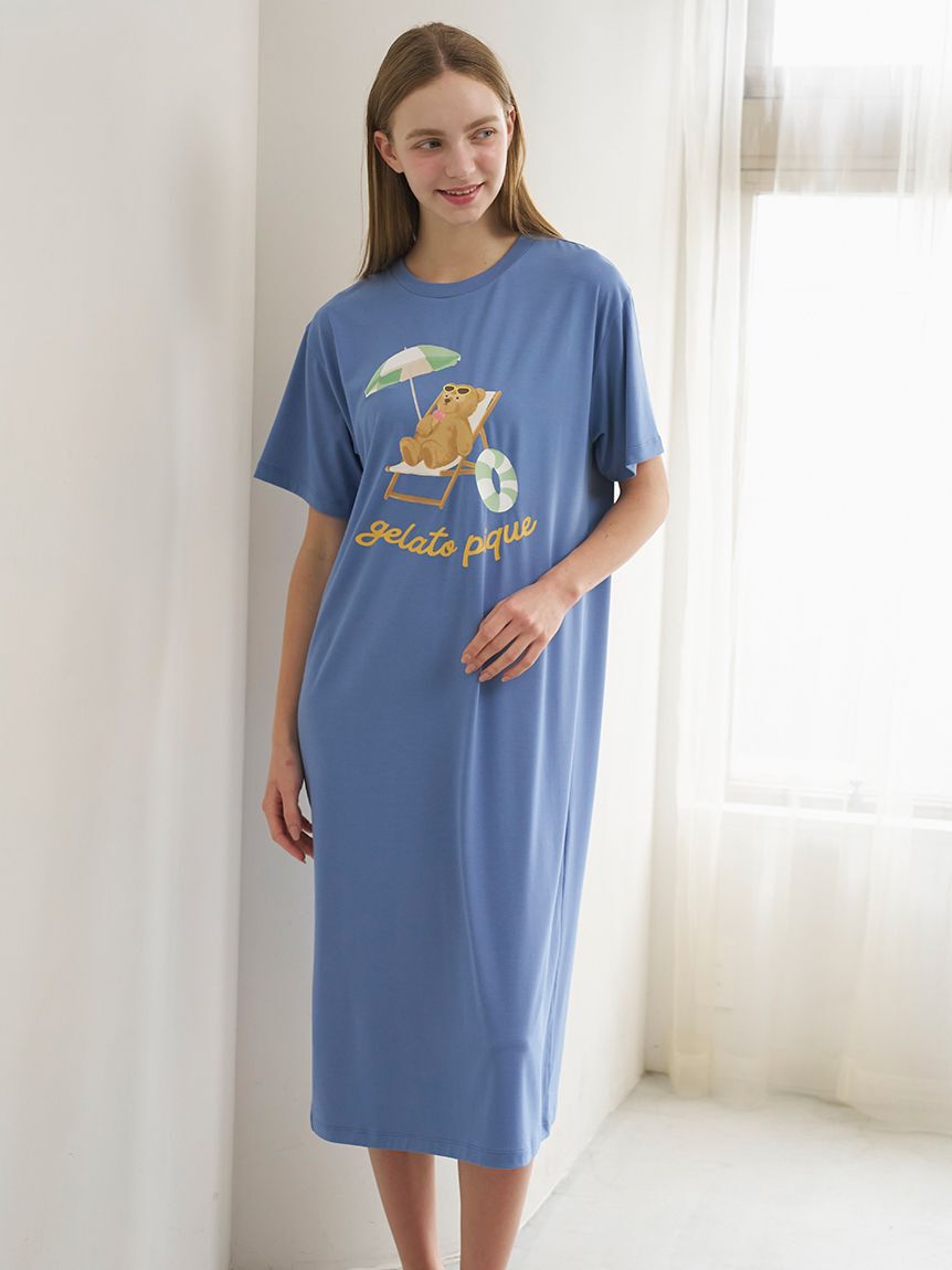 gelato pique「【接触冷感】サマーベアワンポイントワンピース」|ルームウェア|