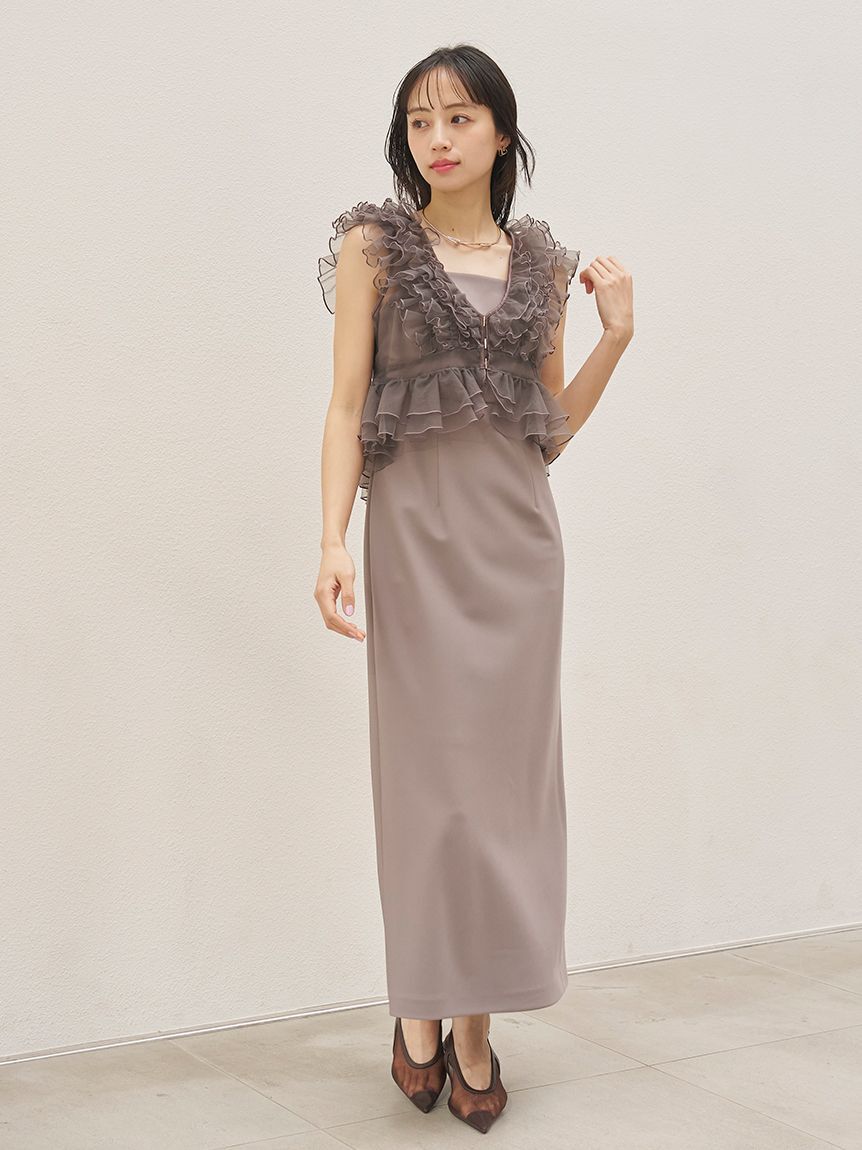 SNIDEL「チュールボレロセットキャミドレス」|ドレス|GRY