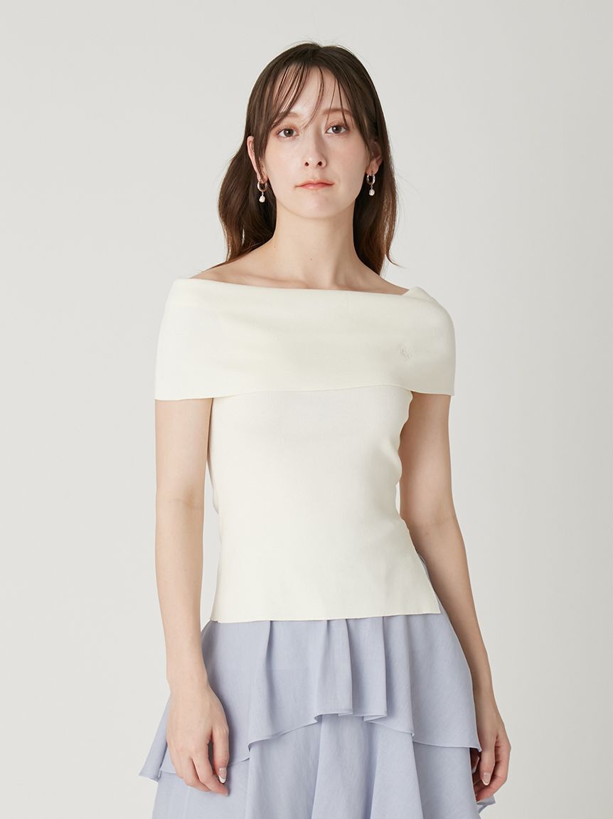 FRAY I.D「ワイドカラーオフショルダーニットプルオーバー」|ニット・セーター|