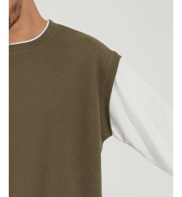 ikka「ワッフルフェイクベストレイヤード」|パーカー|