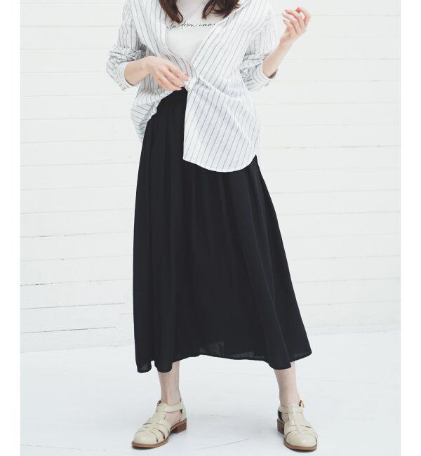 ikka「スズヤカボリュームスカート」|スカート|ブラック