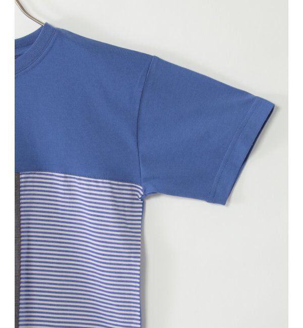 ikka kids「ストライプ布帛切り替えTシャツ（120~160cm）」|Tシャツ・カットソー|