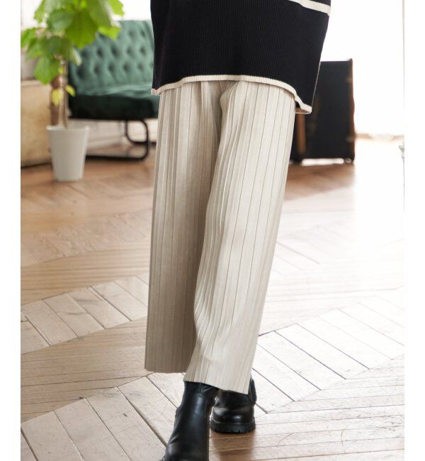 ikka「【親子おそろい】スエードライクプリーツワイドパンツ」|その他|オフホワイト