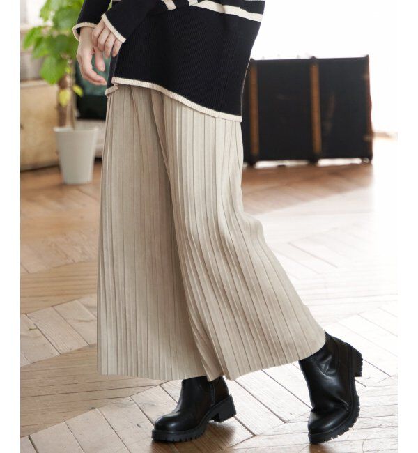 ikka「【親子おそろい】スエードライクプリーツワイドパンツ」|その他|