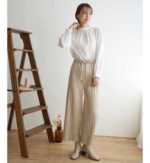 ikka「【親子おそろい】スエードライクプリーツワイドパンツ」|その他|