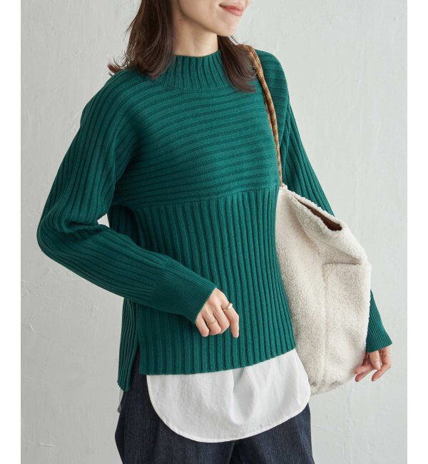 ikka「７Gワイドリブ切り替えプルオーバー」|プルオーバー|グリーン