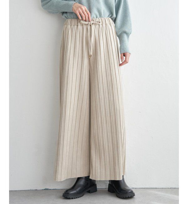 ikka「スエードライクプリーツワイドパンツ」|その他|