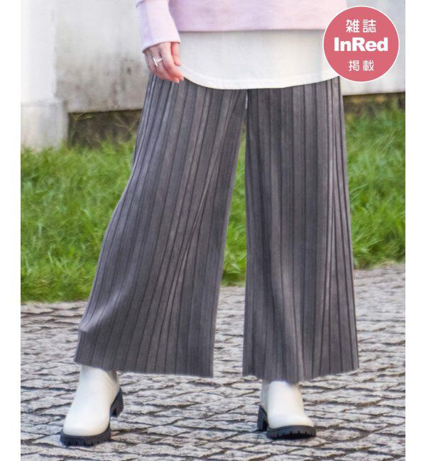 ikka「スエードライクプリーツワイドパンツ」|その他|