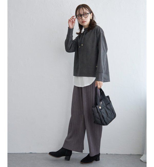 ikka「スエードライクプリーツワイドパンツ」|その他|
