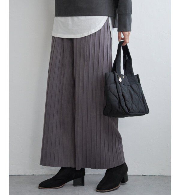 ikka「スエードライクプリーツワイドパンツ」|その他|