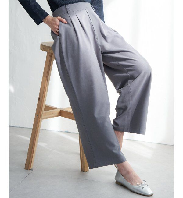 ikka「フロントタックワイドパンツ」|その他|