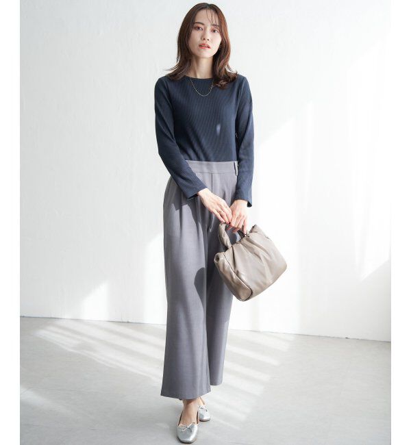 ikka「フロントタックワイドパンツ」|その他|