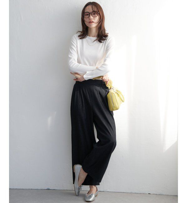 ikka「フロントタックワイドパンツ」|その他|