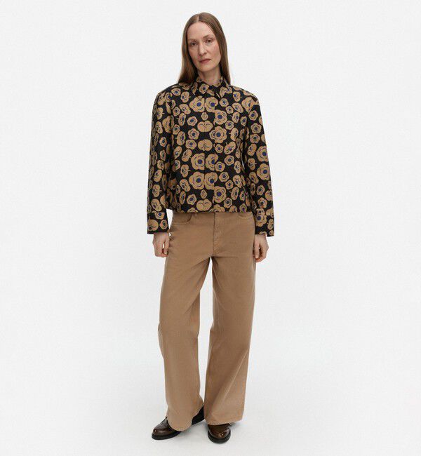 Marimekko「Luotta Tumma ブラウス」|シャツ・ブラウス|ﾌﾞﾗｯｸ&times;ﾍﾞｰｼﾞｭ&times;ﾌﾞﾙｰ