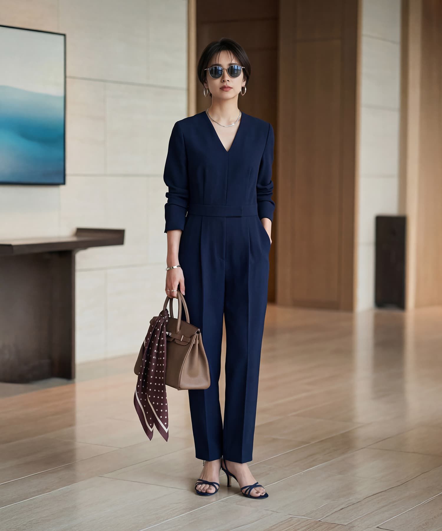 STYLE DELI「【DELI by】モダンモチーフサテンスクエア大判スカーフ」|バンダナ・スカーフ|