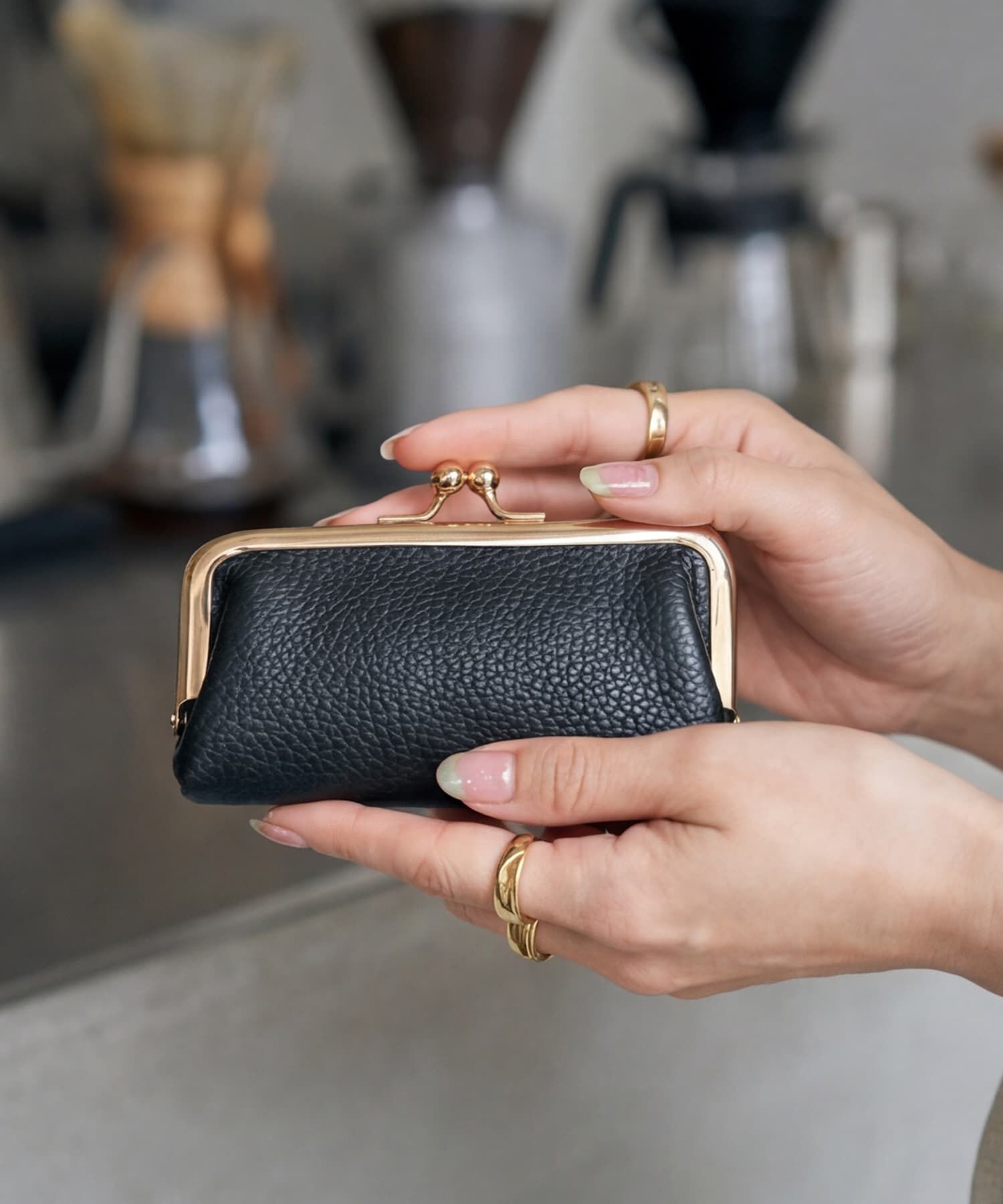 STYLE DELI「【DELI by】クラシックがま口レザーリップケース」|ポーチ|ブラック