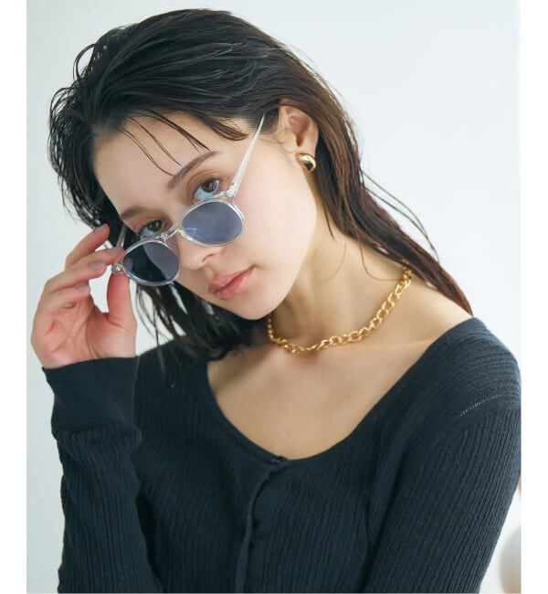  「【WEB限定】ボストン型 サングラス | カラーレンズ 軽量 トレンド 紫外線対策 UVカット ユニセックス」|サングラス|クリア