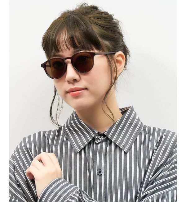  「【WEB限定】ボストン型 サングラス | カラーレンズ 軽量 トレンド 紫外線対策 UVカット ユニセックス」|サングラス|薄ブラウン2