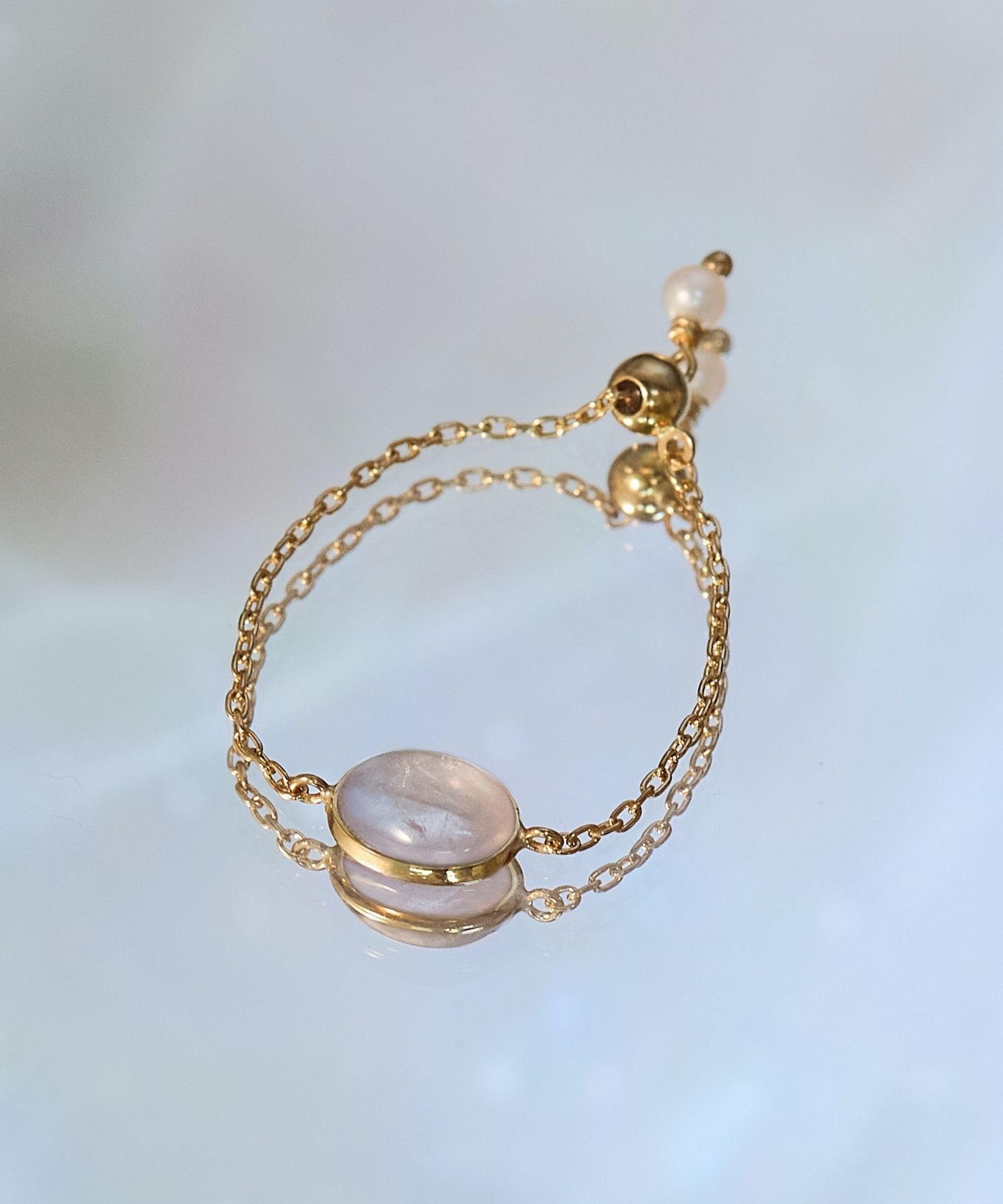 JUPITER「【K10】天然石チェーンリング/ローズクォーツ」|リング|