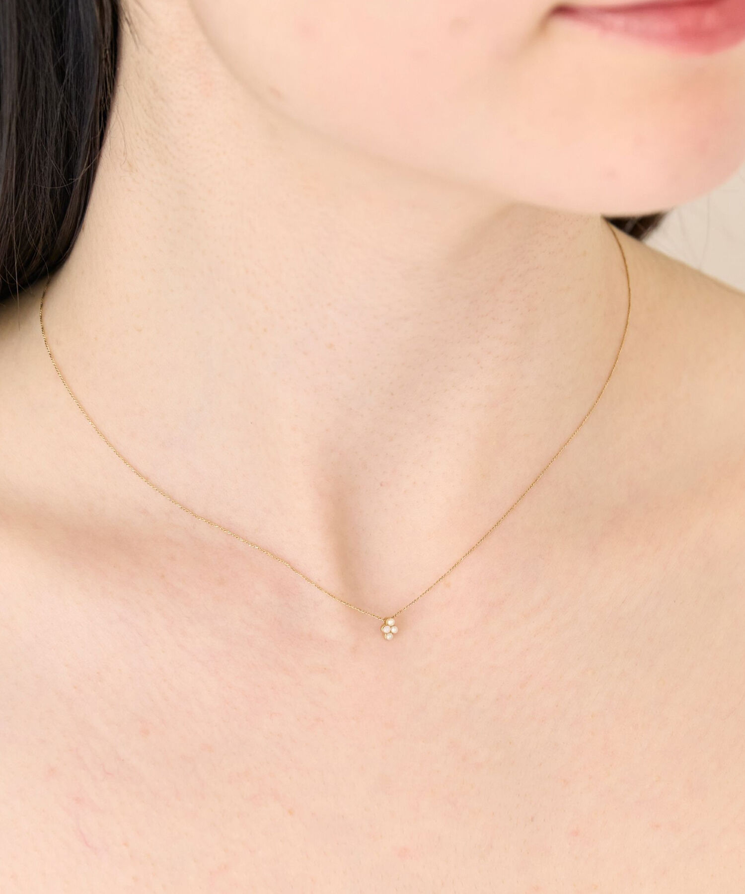 Phoebe「【金属アレルギー対応】ミニパールクラスターネックレス　小粒パール」|ネックレス|