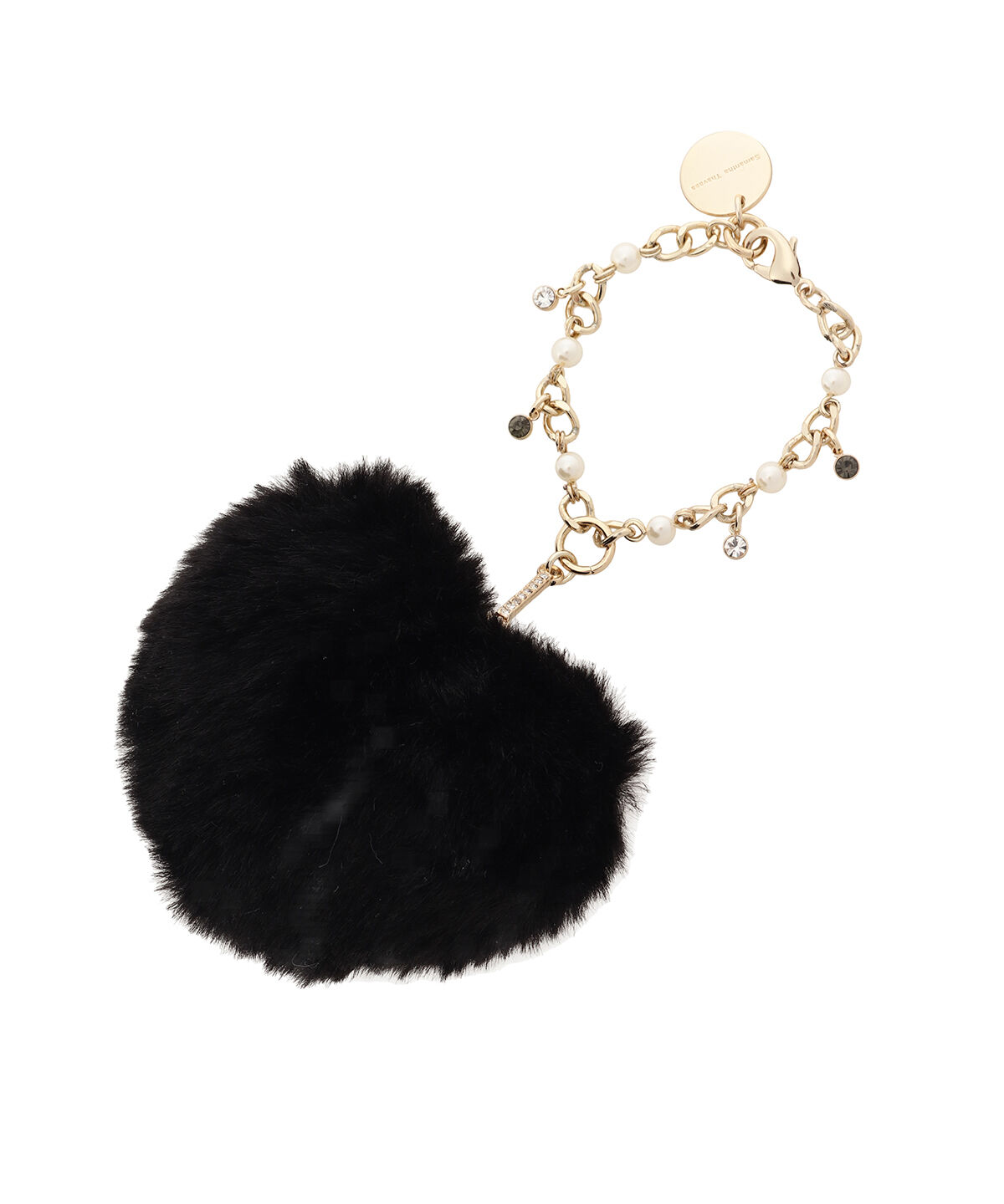 Samantha Thavasa「ハートファーバッグチャーム」|チャーム・キーホルダー|ブラック