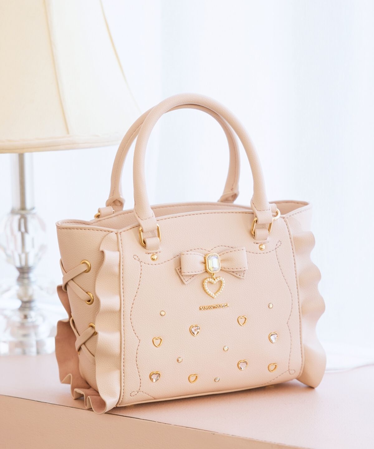 Samantha Vega「サイドレースアップリボンビジューミニフラッター」|ショルダー・メッセンジャー|