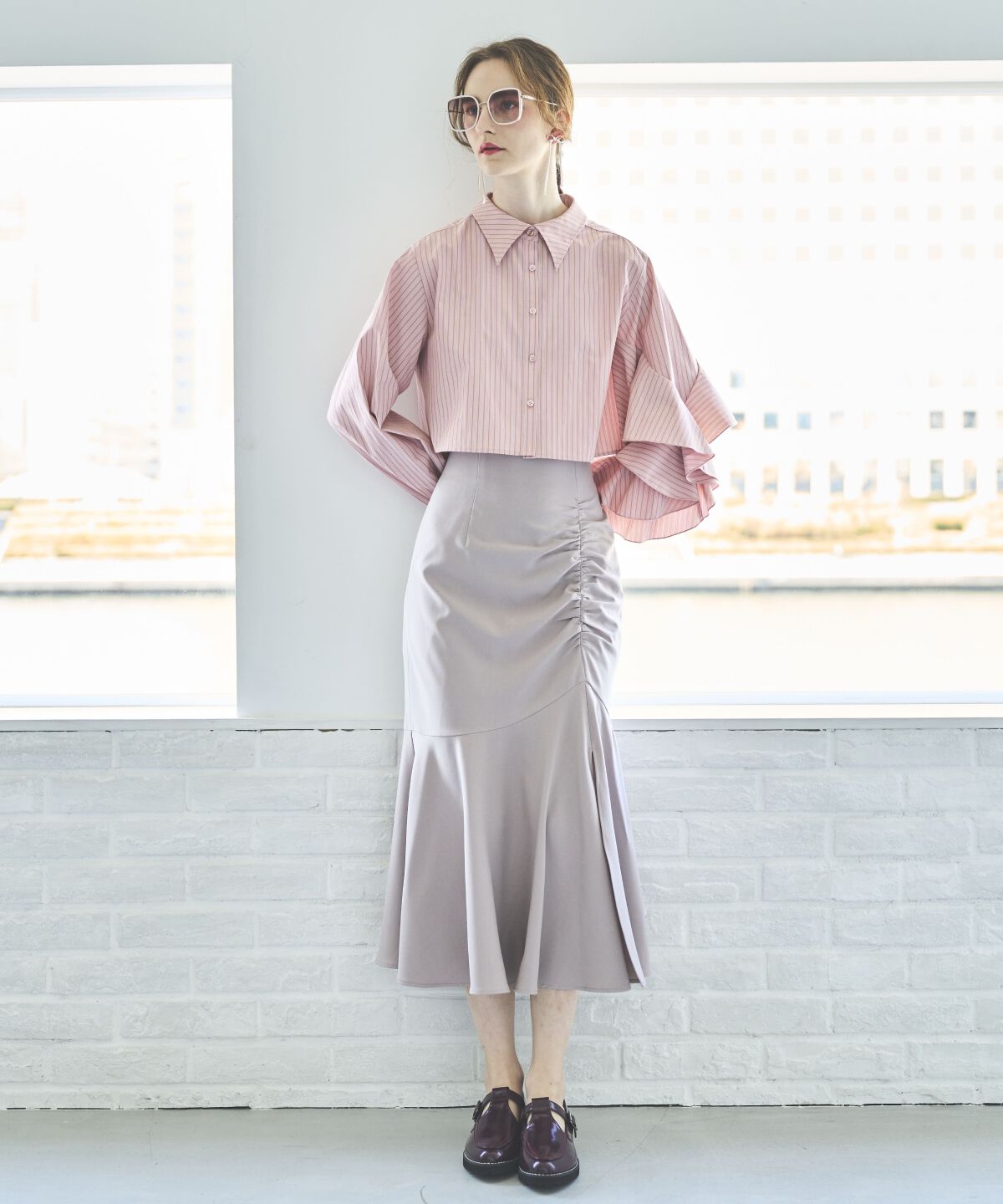 アンドクチュール「アシメギャザーマーメイドスカート」|スカート|