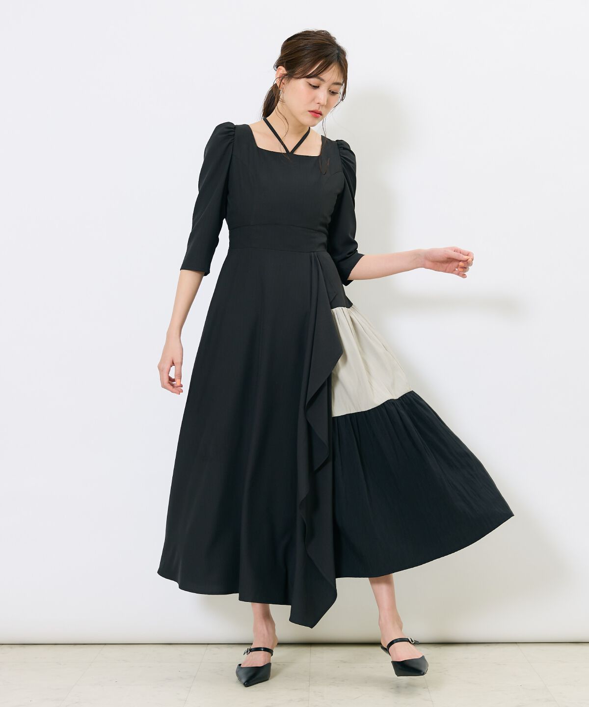 アンドクチュール「アシメラッフルティアードワンピース」|ワンピース|