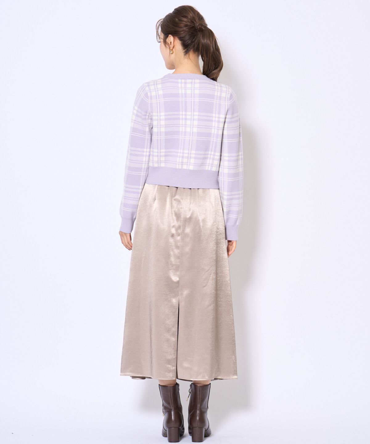 アンドクチュール「チェックジャガードニットカーディガン」|カーディガン|