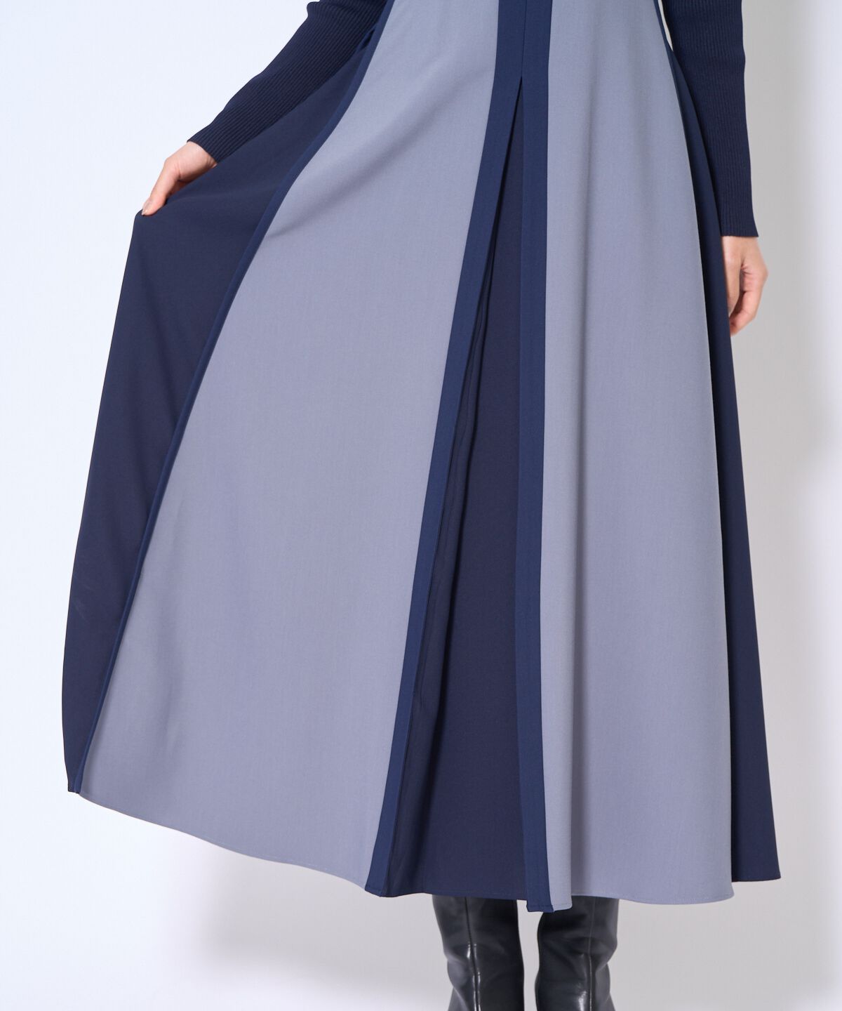 アンドクチュール「配色ドッキングワンピース」|ワンピース|