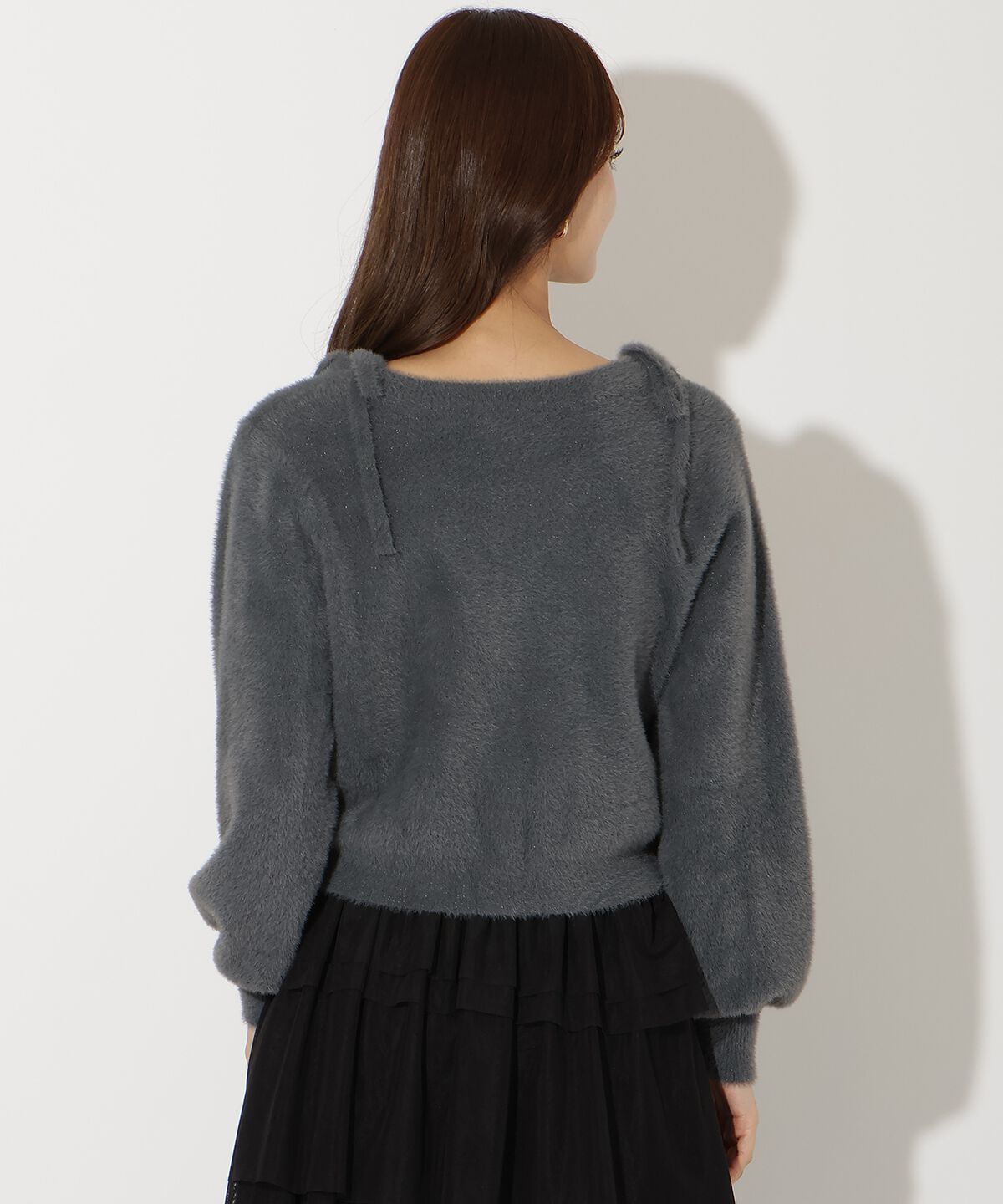 アンドクチュール「ラメフェザーショルダーリボンアンサンブル」|カーディガン|