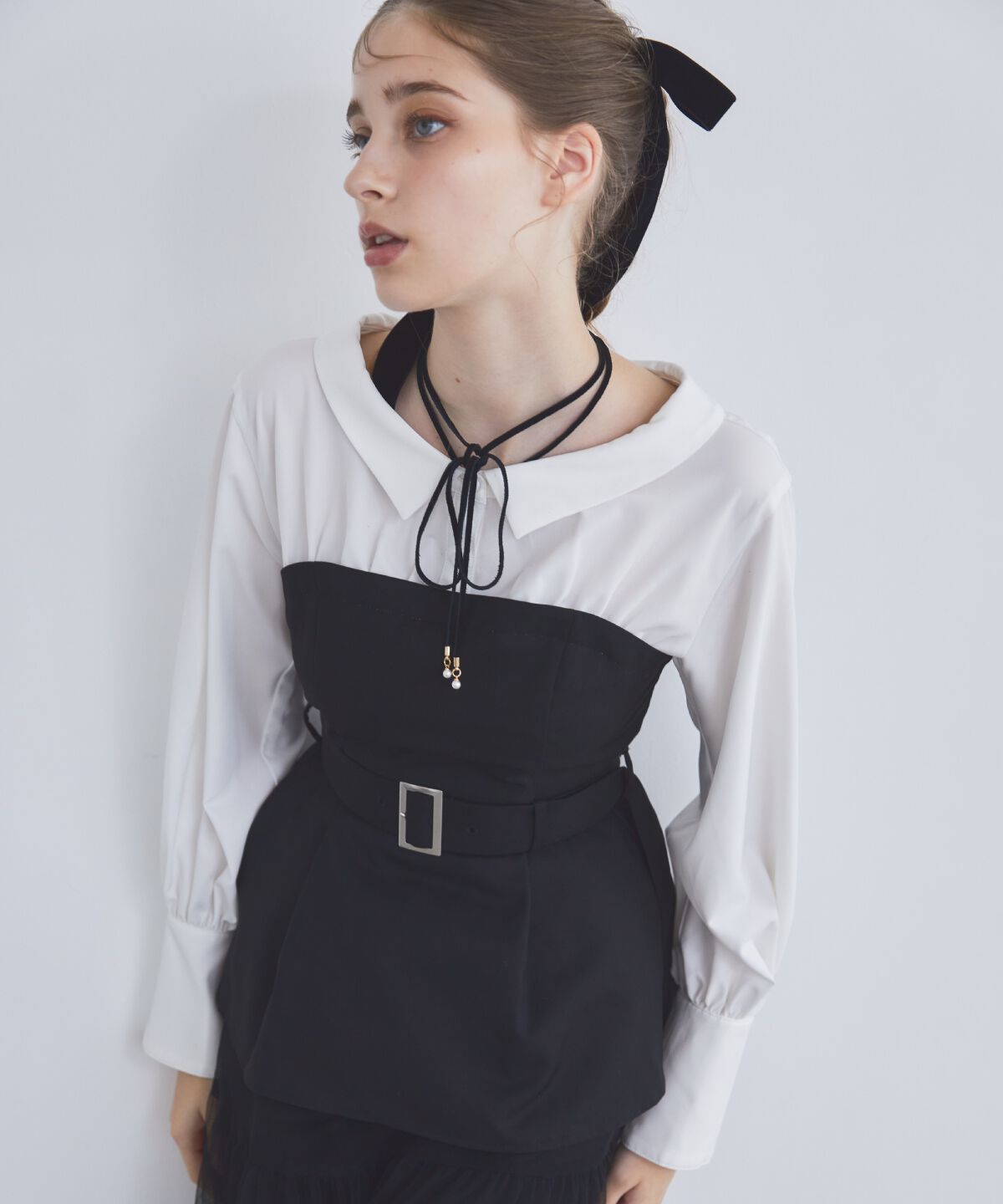 REDYAZEL「シャツドッキングベアワンピース」|ワンピース|