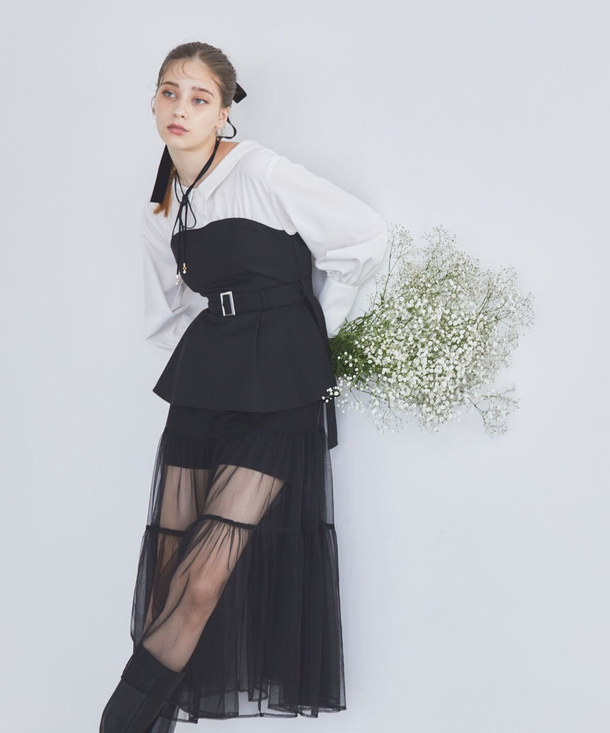 REDYAZEL「シャツドッキングベアワンピース」|ワンピース|