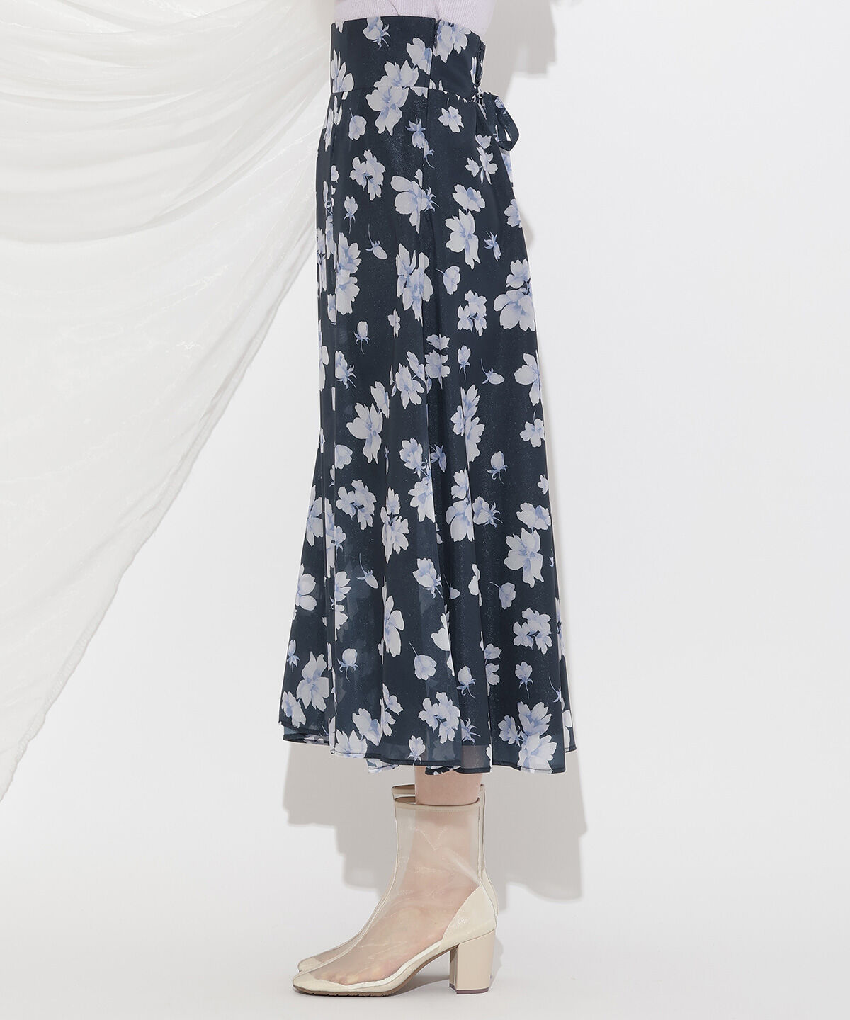 WILLSELECTION「ウォーターフラワープリントスカート」|フレア|