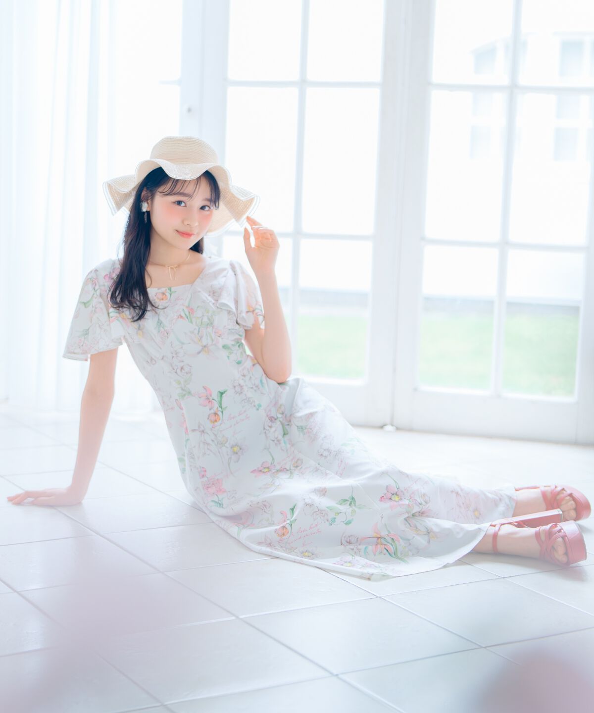 WILLSELECTION「ボタニカルフラワーフレアスリーブワンピース」|ワンピース|