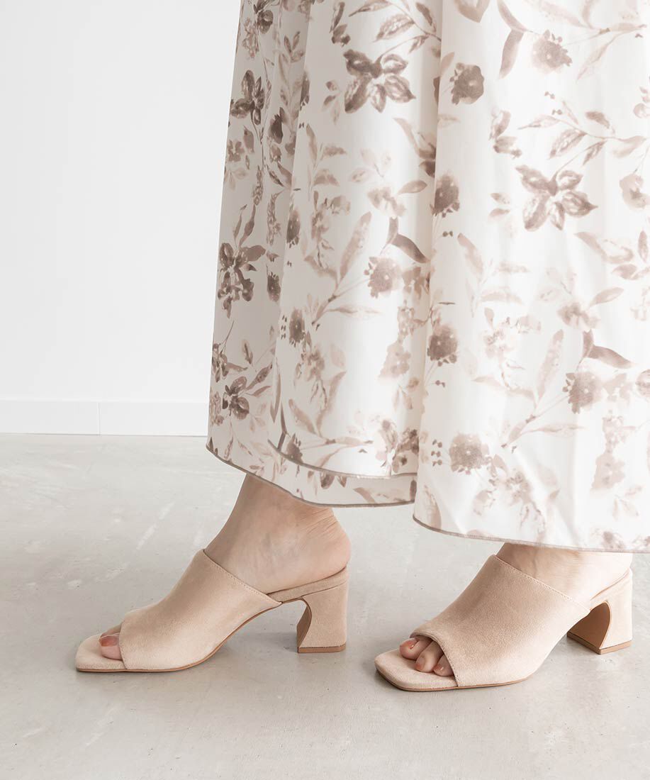  「スクエアトゥ ベーシックミュールサンダル」|パンプス|ベージュ