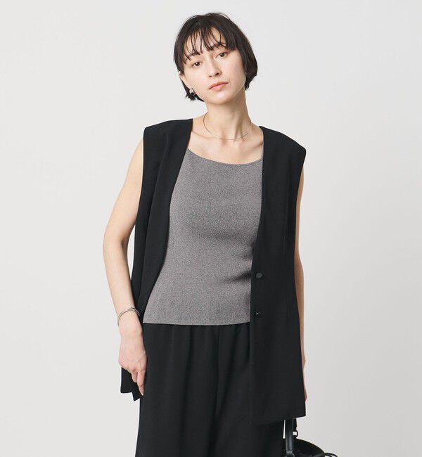 UNITED ARROWS「リブ スクエア キャミソールニット ‐ウォッシャブル‐」|タンクトップ|MD.GRAY