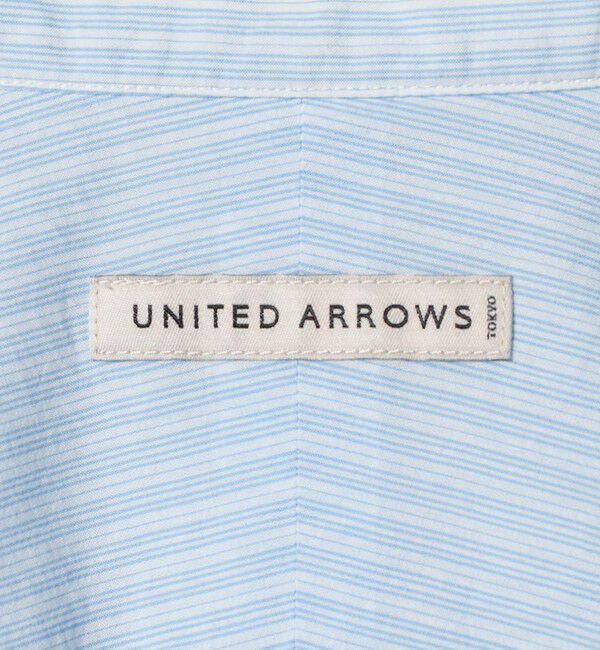 UNITED ARROWS「フェザーポプリン ストライプ バンドカラー シャツ」|シャツ・ブラウス|