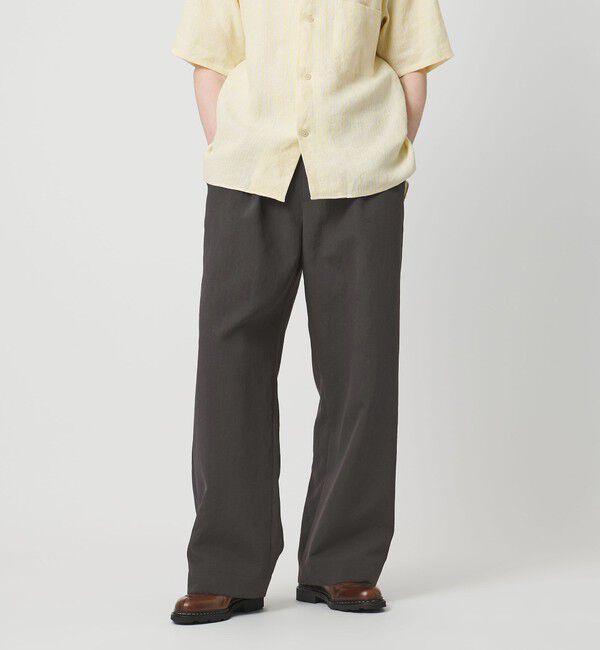 UNITED ARROWS「＜District＞ポリエステルタッサー 1プリーツ ワイド イージーパンツ」|チノ|DK.GRAY